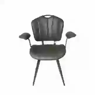 Grey Vegan Leather Carver Dining Chair Set Of 2